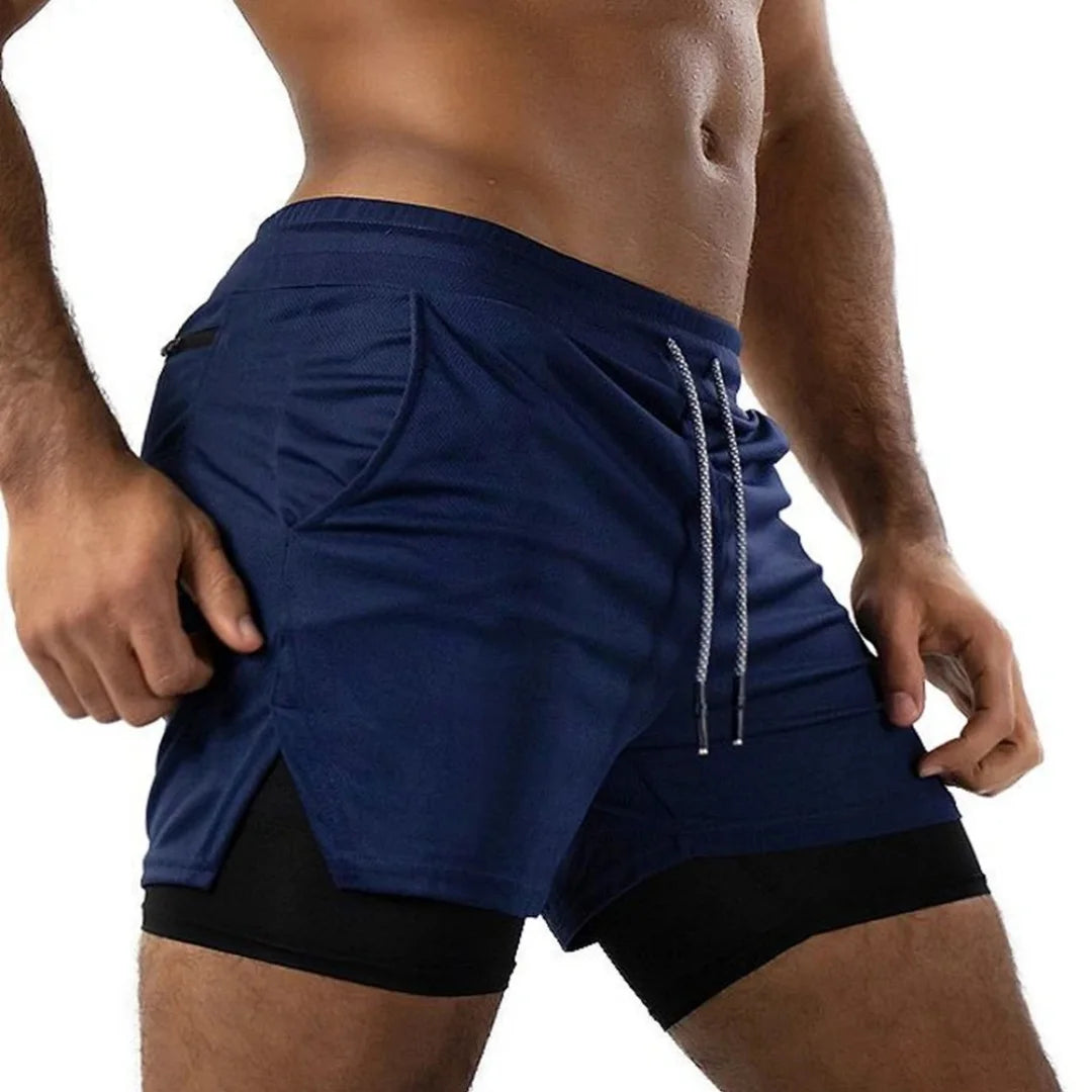 Men's 2-in-1 Workout Running Shorts Quick Drying Training Double-layer Shorts Outdoors Jogger Multi-pocket Fitness Sports Pants