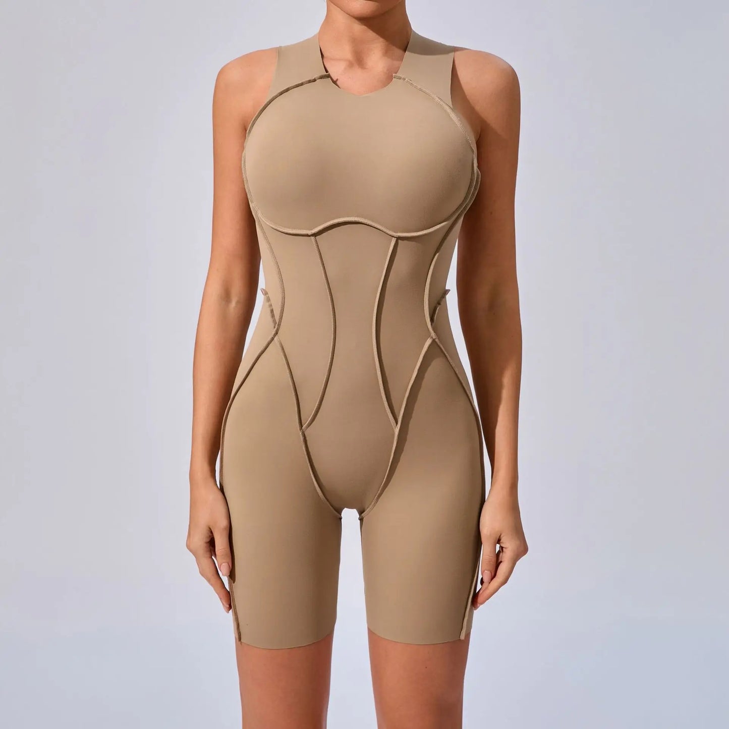 Seamless Yoga Jumpsuits Sports Fitness Hip-lifting Backless Short-sleeved One-piece Workout Gym Leggings Bodysuits for Women