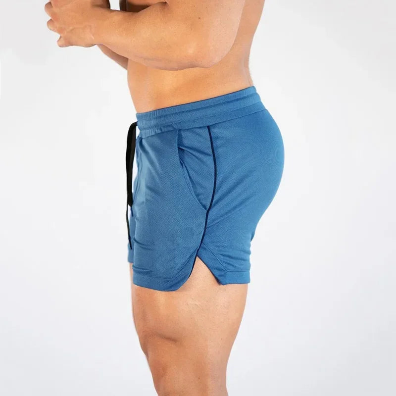 Mens Running Shorts Summer Bodybuilding Fitness Breathable Mesh Quick-drying Gym Short Pants Male Joggers Workout Beach Shorts