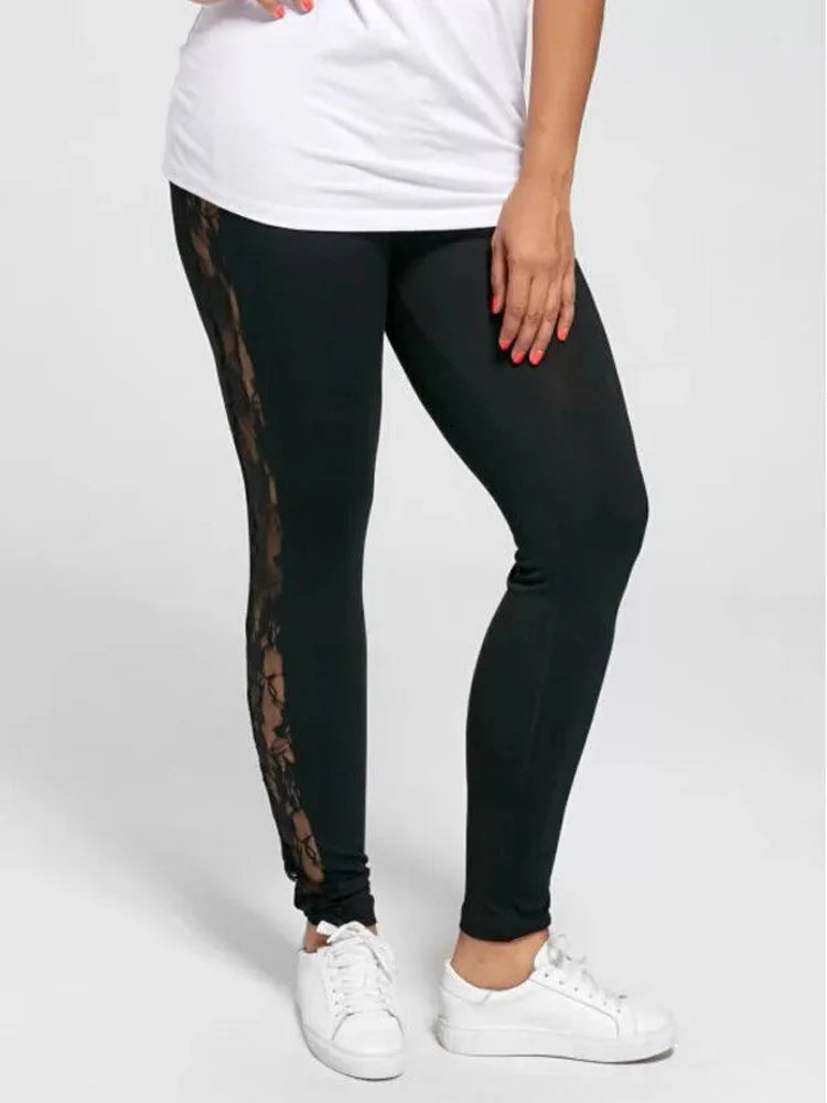 3XL XXL Plus Size Lace High Waist Fitness Leggings