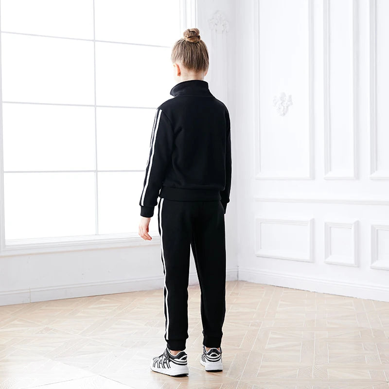 Girls Sports Tracksuit Strips Casual Jogging Suit