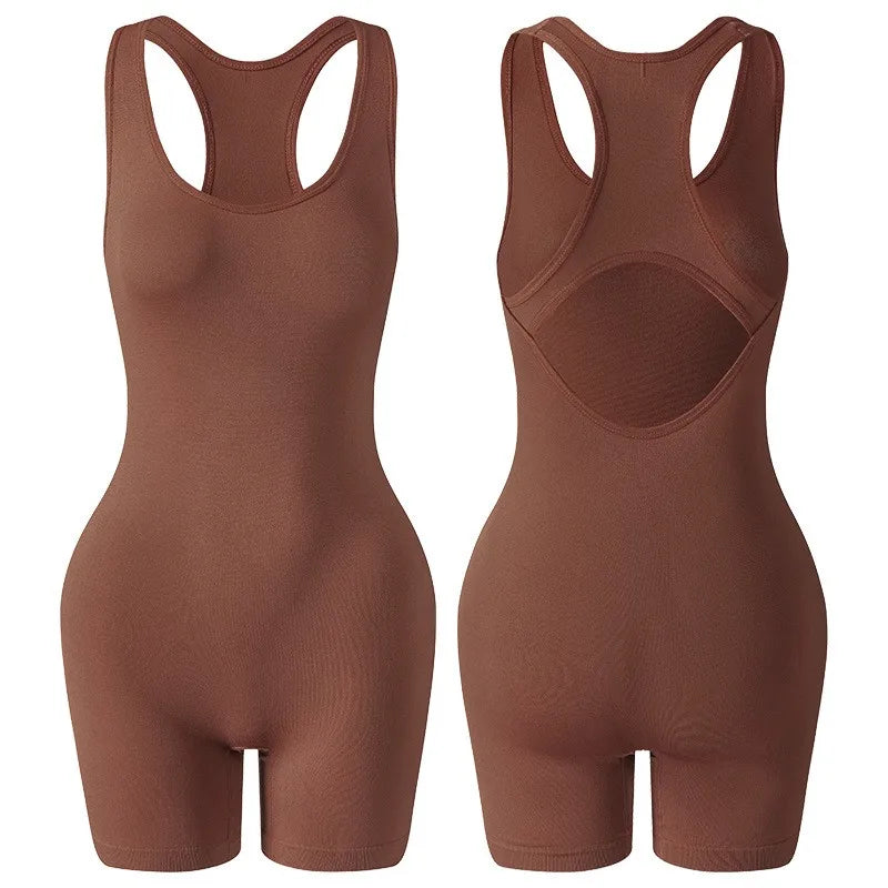 Shapewear Women's Cross Back Beauty Tight Fitting One-piece Sports Vest High Elasticity Fitness Running One-piece Yoga Suit