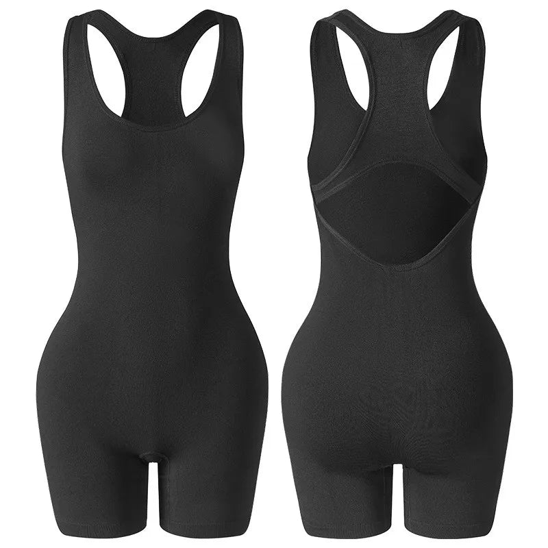 Shapewear Women's Cross Back Beauty Tight Fitting One-piece Sports Vest High Elasticity Fitness Running One-piece Yoga Suit