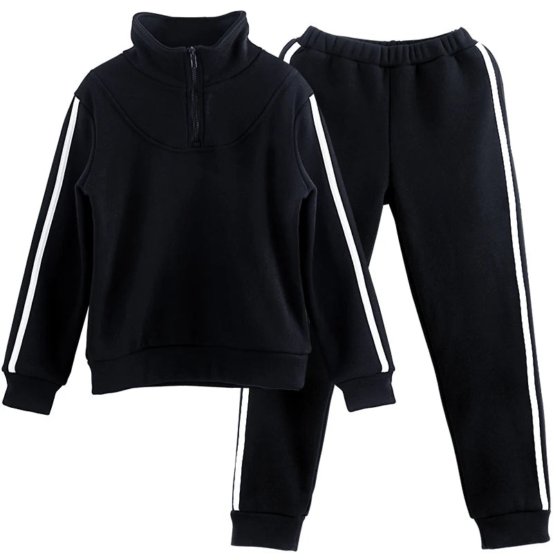 Girls Sports Tracksuit Strips Casual Jogging Suit