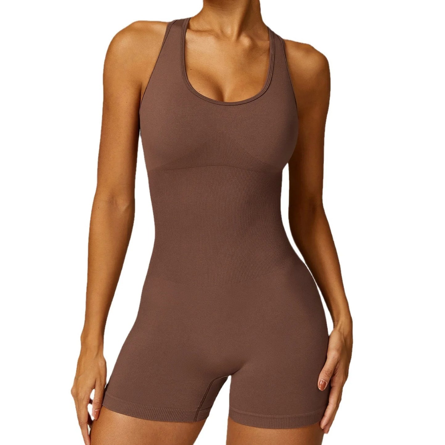 Custom Logo Women's High Stretch Shapewear Bodysuit, Moisture Wicking Tummy Control Racerback Bodysuit for Gym & Workout