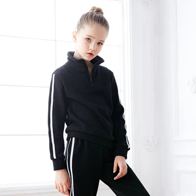 Girls Sports Tracksuit Strips Casual Jogging Suit