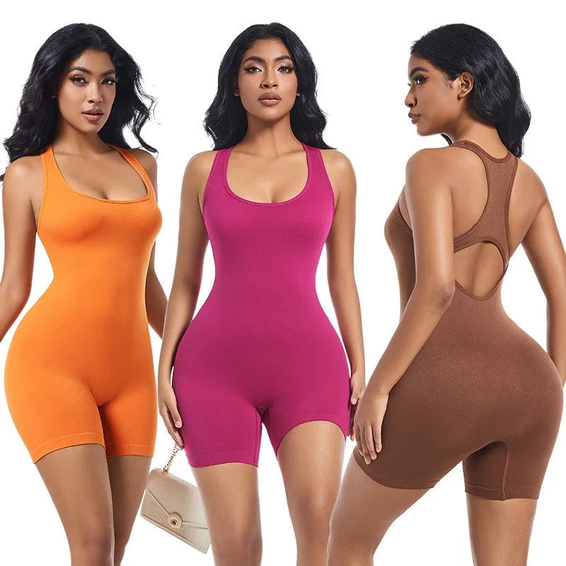 Shapewear Women's Cross Back Beauty Tight Fitting One-piece Sports Vest High Elasticity Fitness Running One-piece Yoga Suit