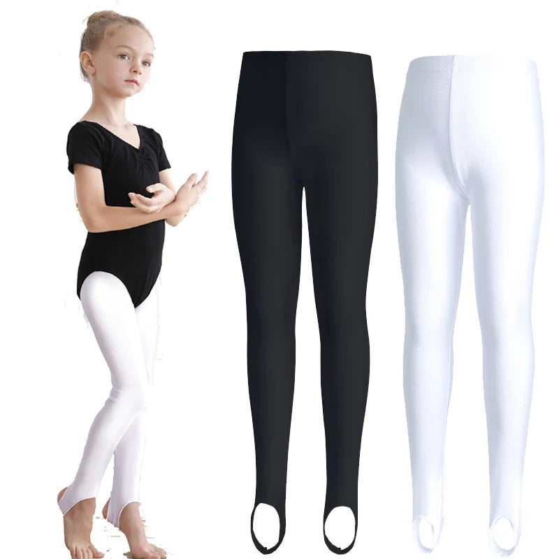 Girls Kids Ballet Stirrup Tights