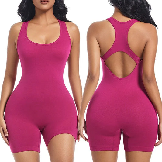 Shapewear Women's Cross Back Beauty Tight Fitting One-piece Sports Vest High Elasticity Fitness Running One-piece Yoga Suit