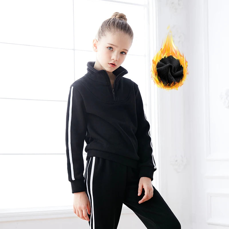 Girls Sports Tracksuit Strips Casual Jogging Suit