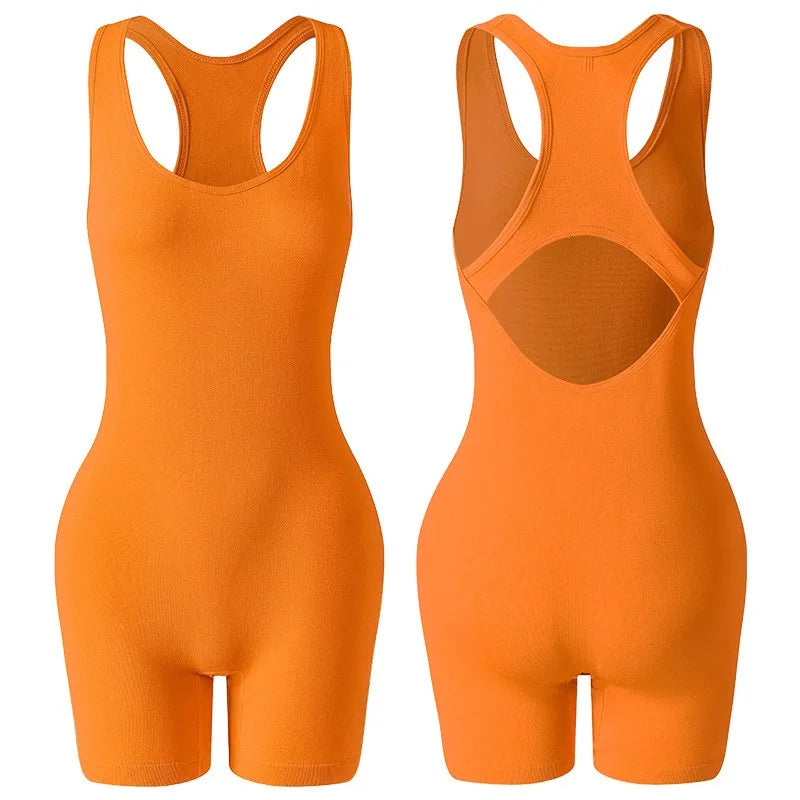 Shapewear Women's Cross Back Beauty Tight Fitting One-piece Sports Vest High Elasticity Fitness Running One-piece Yoga Suit
