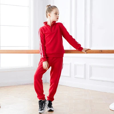 Girls Sports Tracksuit Strips Casual Jogging Suit