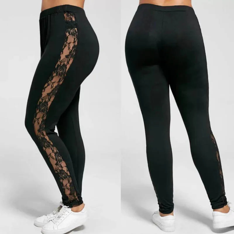 3XL XXL Plus Size Lace High Waist Fitness Leggings