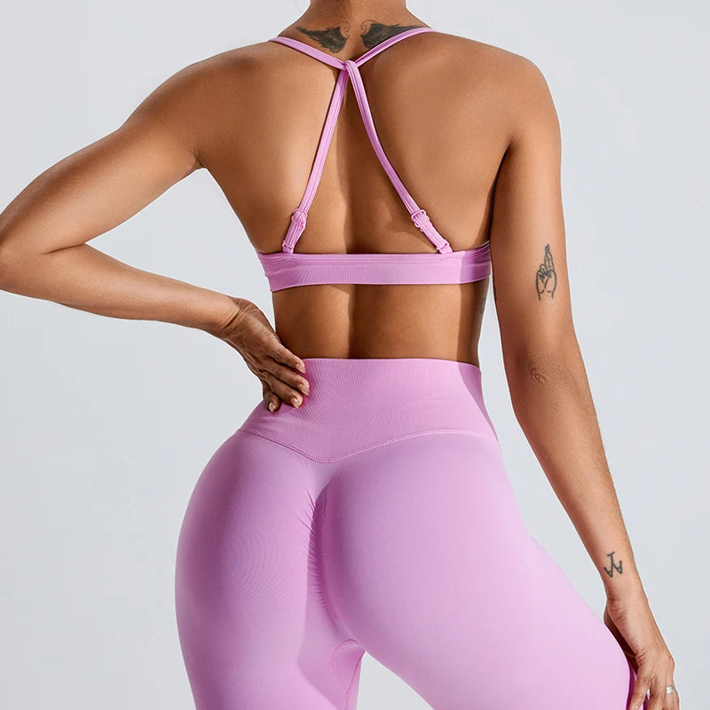 2024 New Arrival Women Seamless Rib Sportswear Active Gym Wear Scrunch Bra Fitness Clothing Wavy Waist Legging Yoga Wear Set