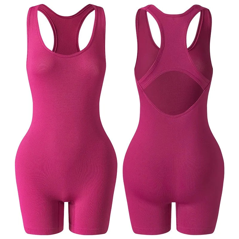 Shapewear Women's Cross Back Beauty Tight Fitting One-piece Sports Vest High Elasticity Fitness Running One-piece Yoga Suit