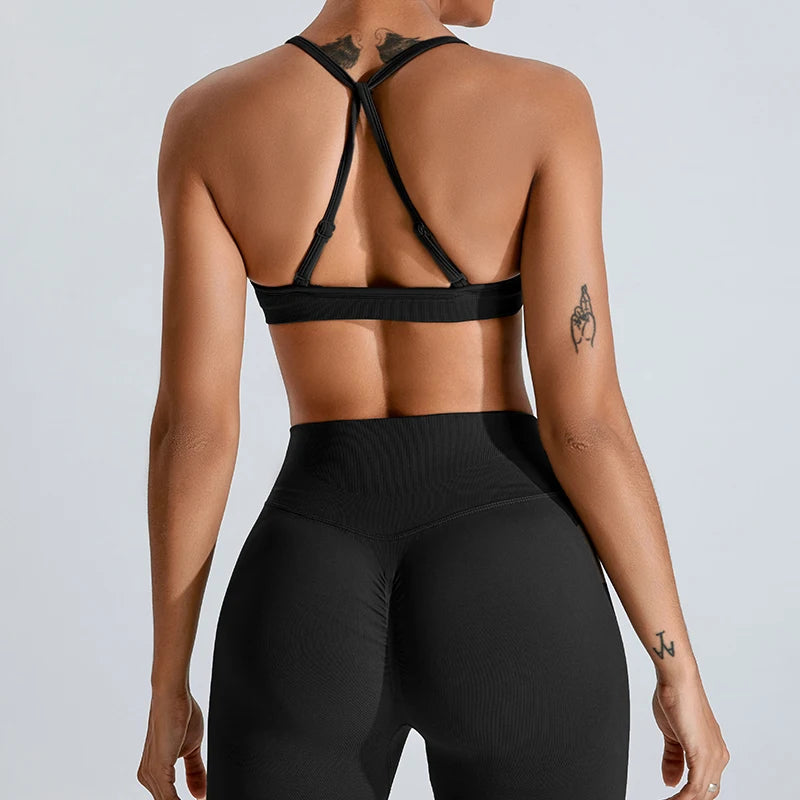 2024 New Arrival Women Seamless Rib Sportswear Active Gym Wear Scrunch Bra Fitness Clothing Wavy Waist Legging Yoga Wear Set