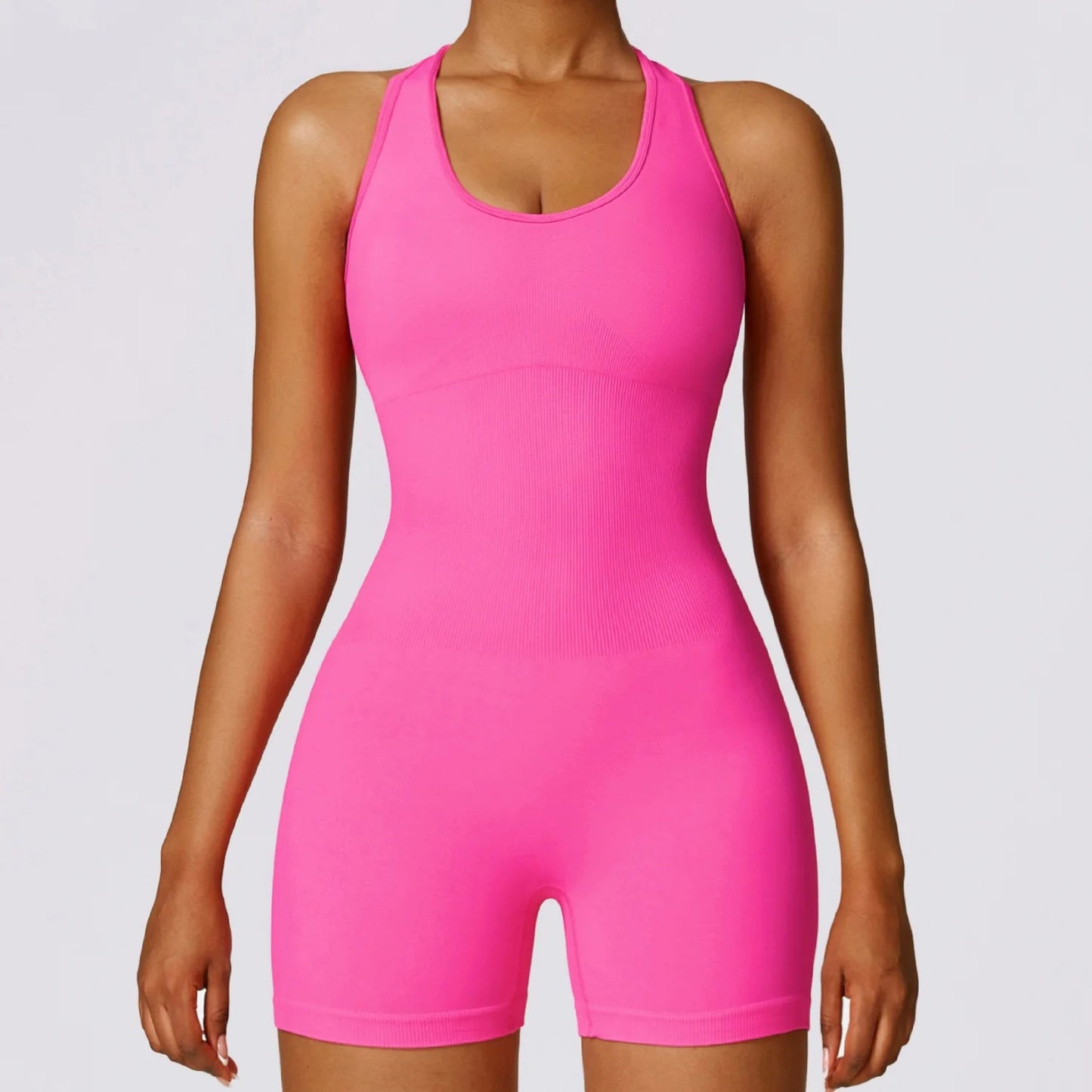 Custom Logo Women's High Stretch Shapewear Bodysuit, Moisture Wicking Tummy Control Racerback Bodysuit for Gym & Workout