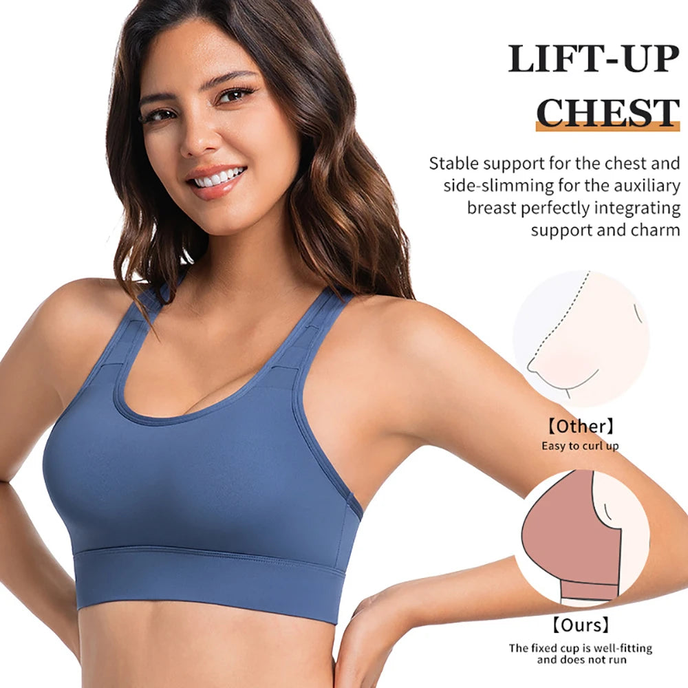 Sports Bras For Women High Impact Sports Bras Large Bust Push Up Brassiere Racerback Workout Running Tank Tops Yoga Vest