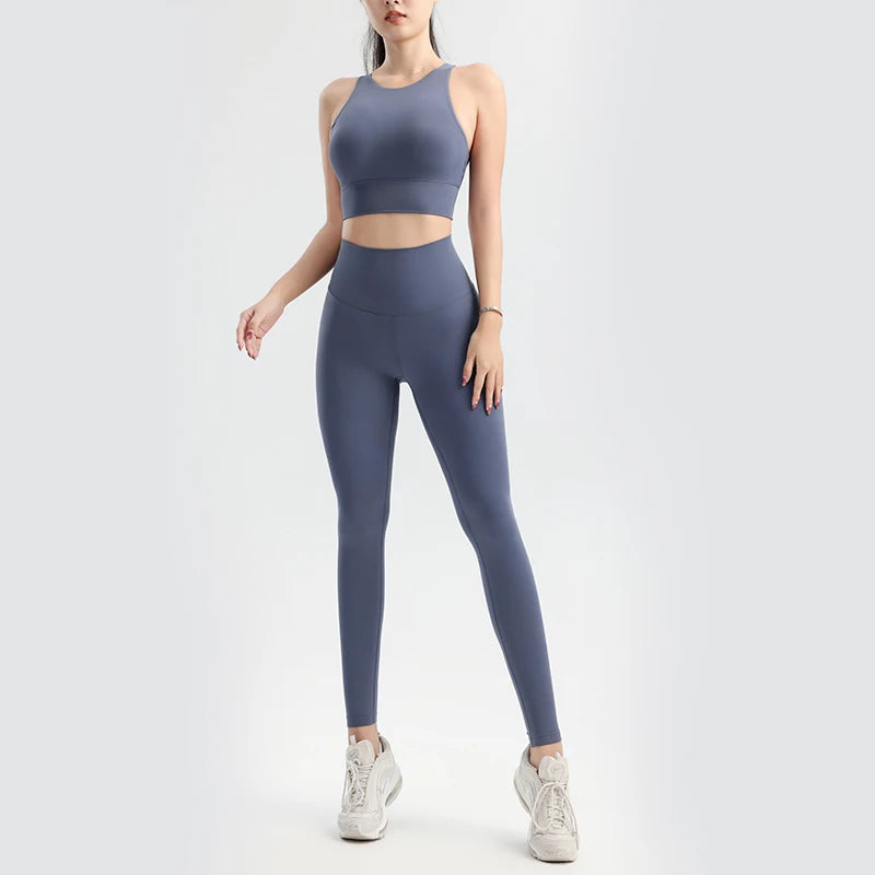 Women's Yoga Set Bra Pants Training Clothes Outdoor Running Sportswear Cloud Breathable Top With Chest Pads