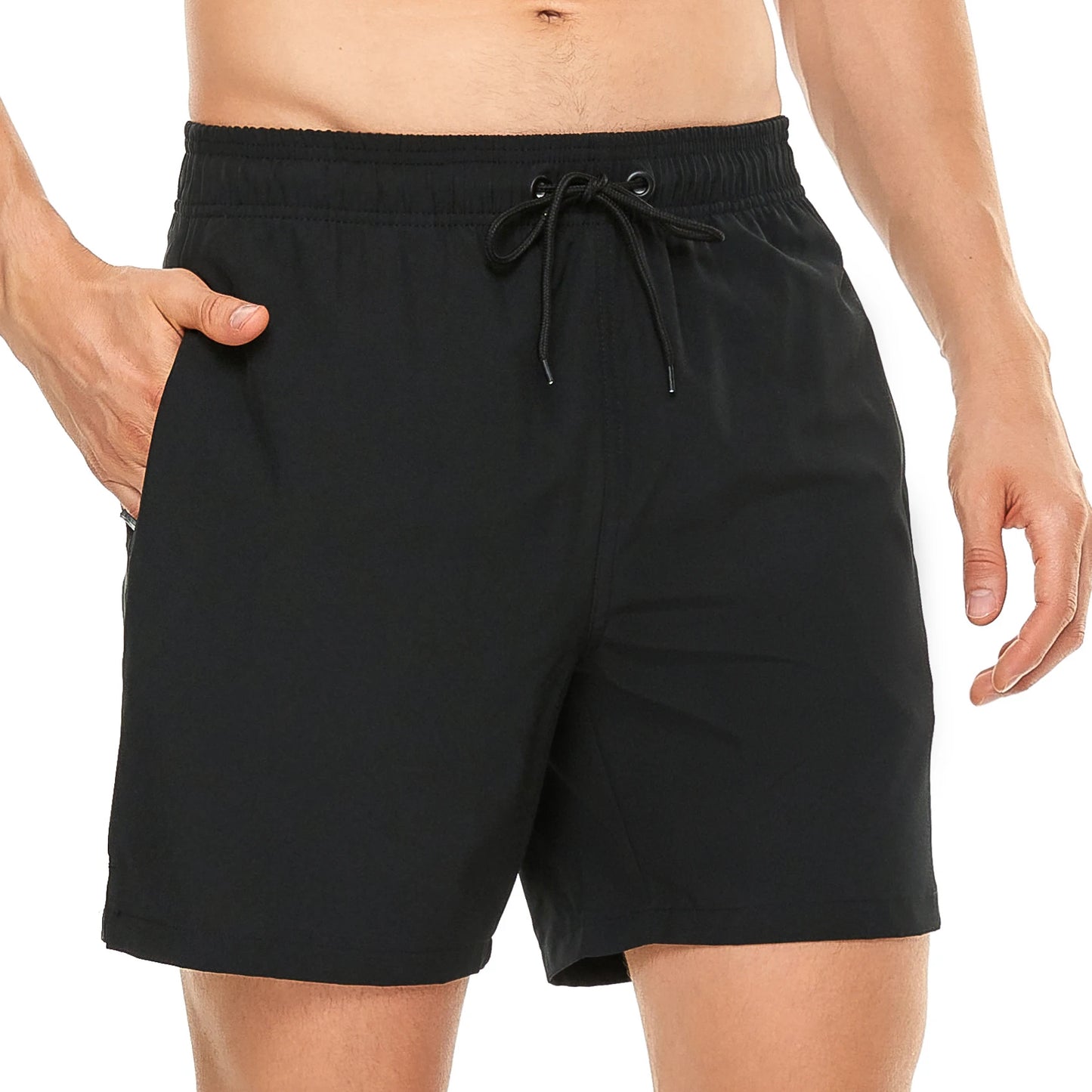 Men's Swim Trunks Quick Dry Beach Shorts, Elastic Closure Swimming Shorts with Zipper Pockets and Mesh Lining