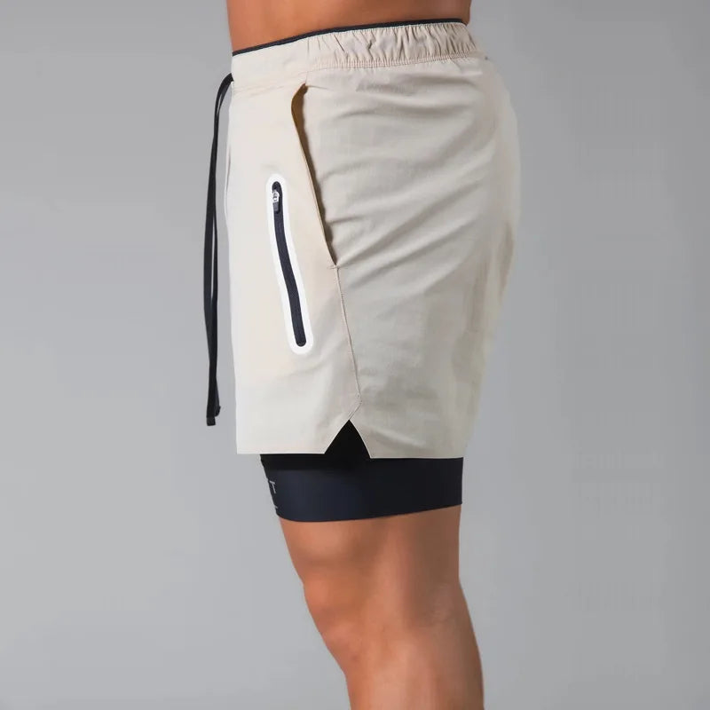 Men Double-deck Quick Dry Gym Shorts