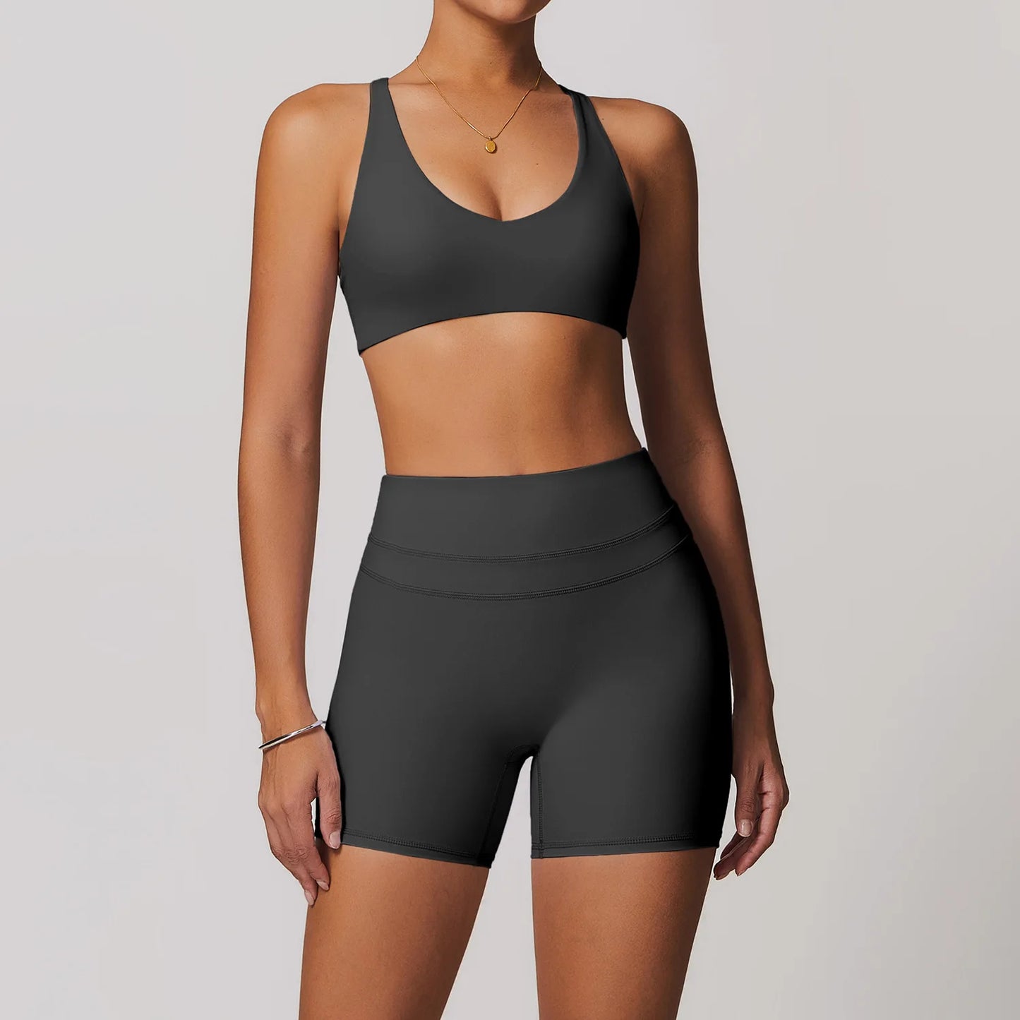 Sports Vest + Shorts 2PCS Set Gym Workout Leggings Yoga Sets Sportswear Women Fitness Outfit Running Bra Sets Womens Yoga Suit