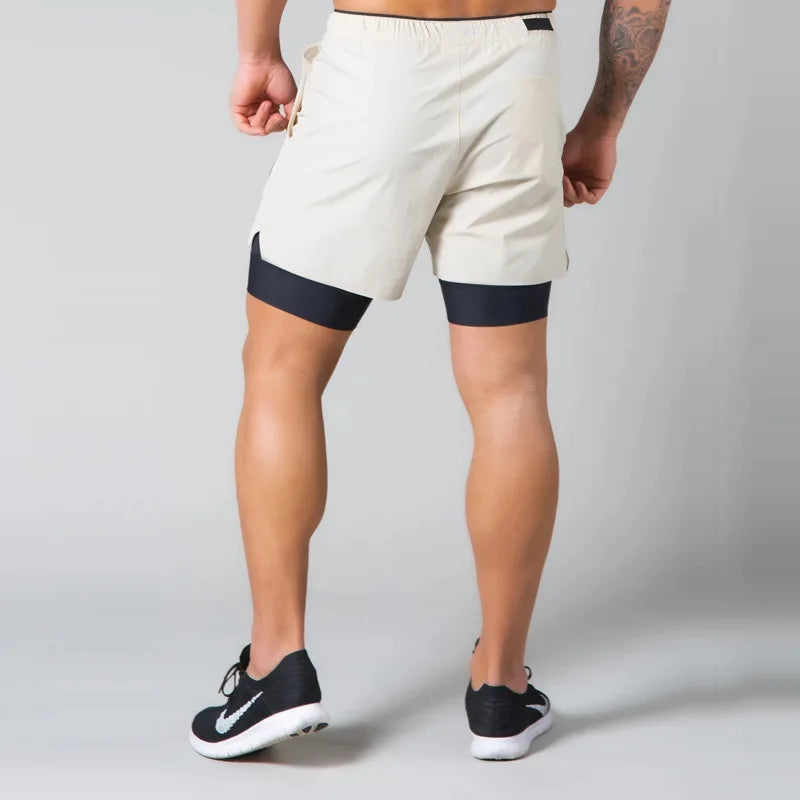 Men Double-deck Quick Dry Gym Shorts