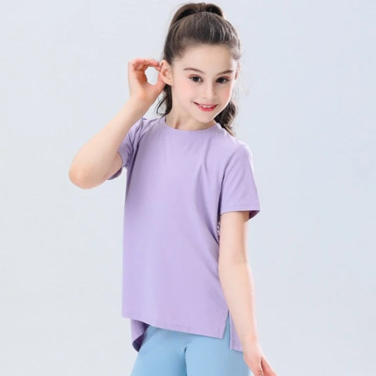 Youth Girls Athletic Shirts Quick-dry Children's Sports T-shirts