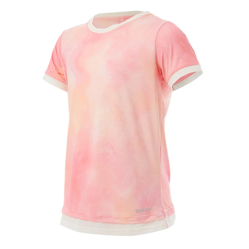 Girls Summer Stretchy Casual Tie Dye Sports Running Shirt