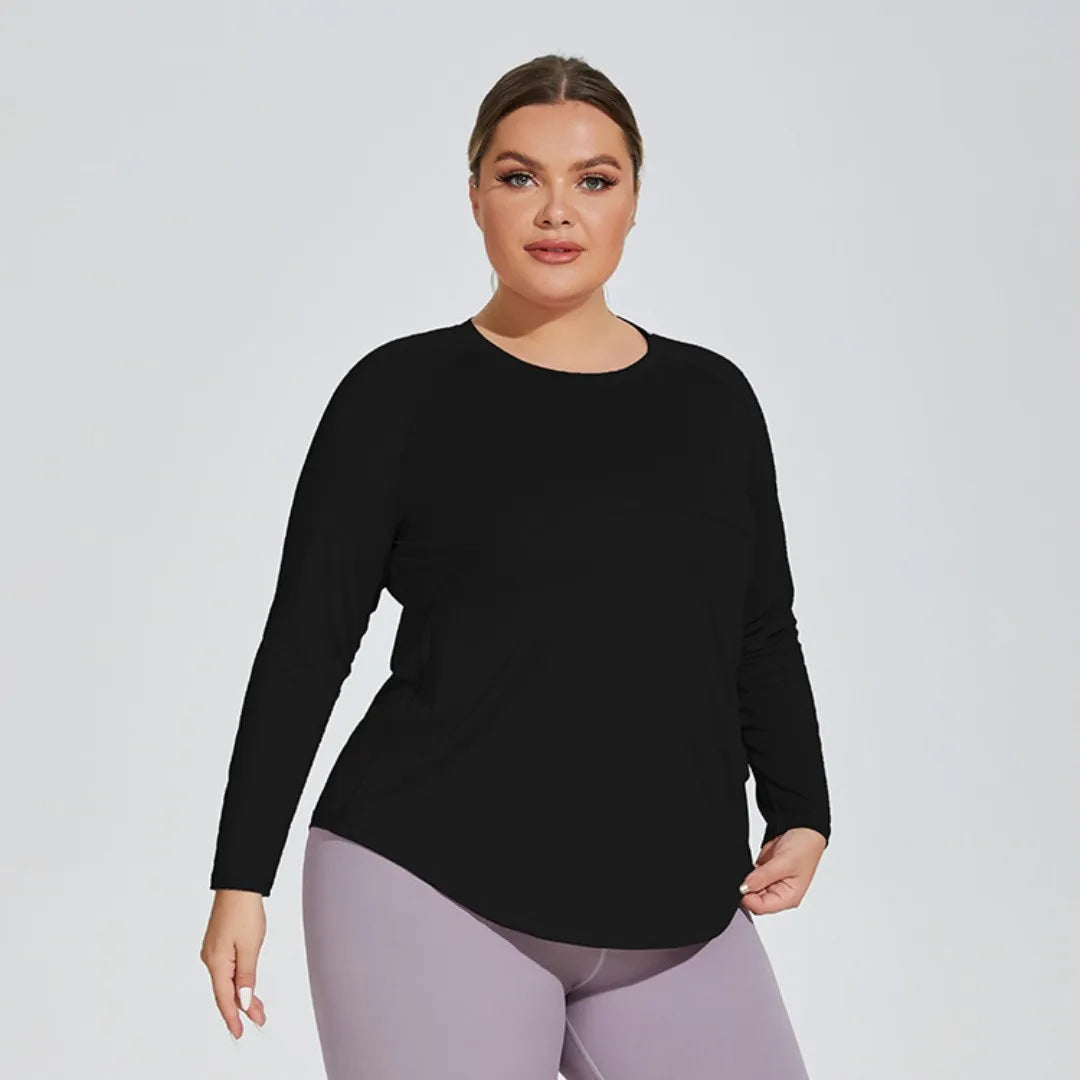 Plus Size Long Sleeve Running Fitness Top