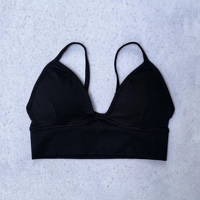 Scrunch Seamless Yoga Set Women Strappy Yoga Bra Top Low Waist Workout Shorts Sports Suit 2 Pieces Gym Set Fitness Clothes