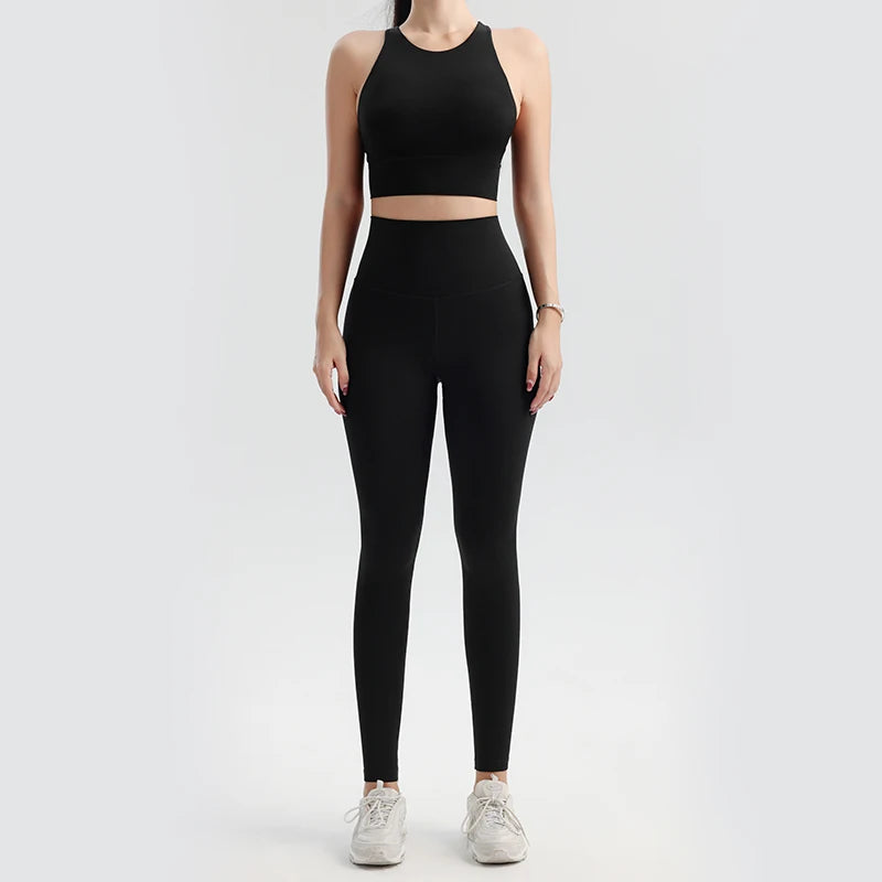 Women's Yoga Set Bra Pants Training Clothes Outdoor Running Sportswear Cloud Breathable Top With Chest Pads