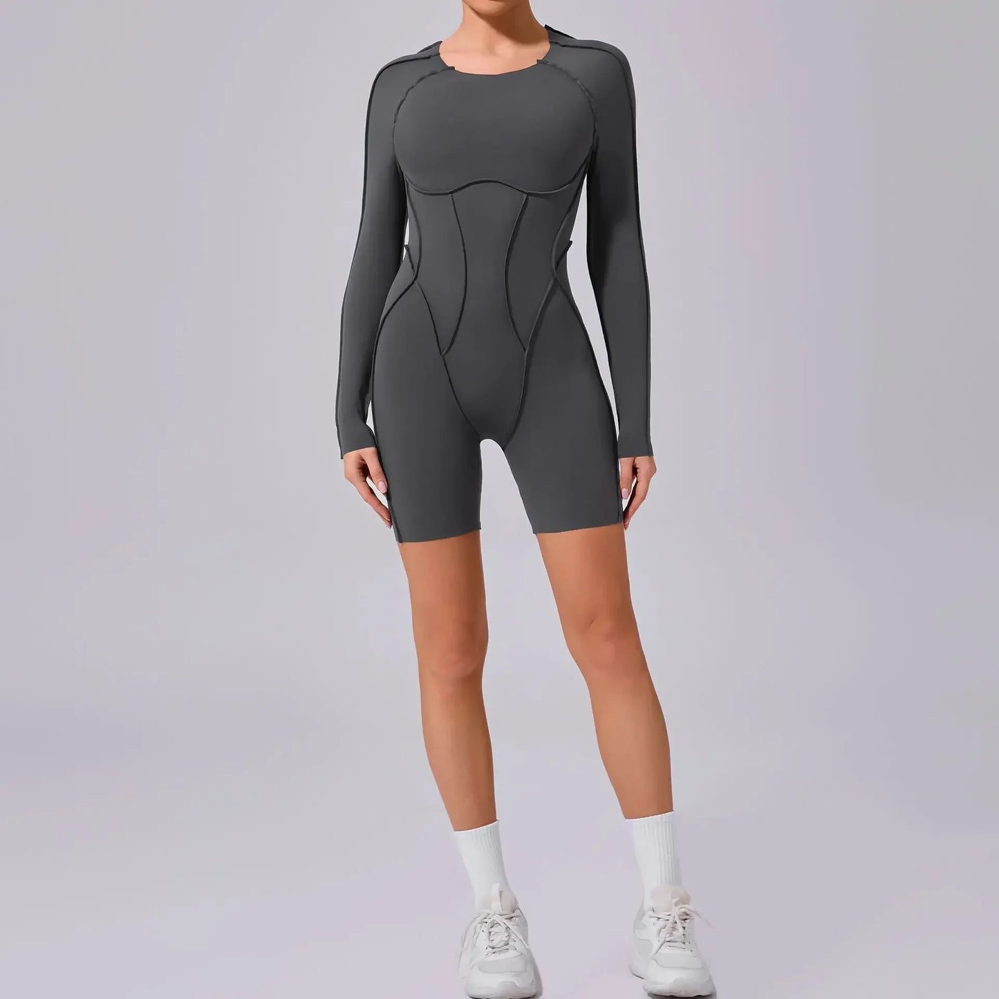Seamless Yoga Jumpsuits Sports Fitness Hip-lifting Backless Short-sleeved One-piece Workout Gym Leggings Bodysuits for Women