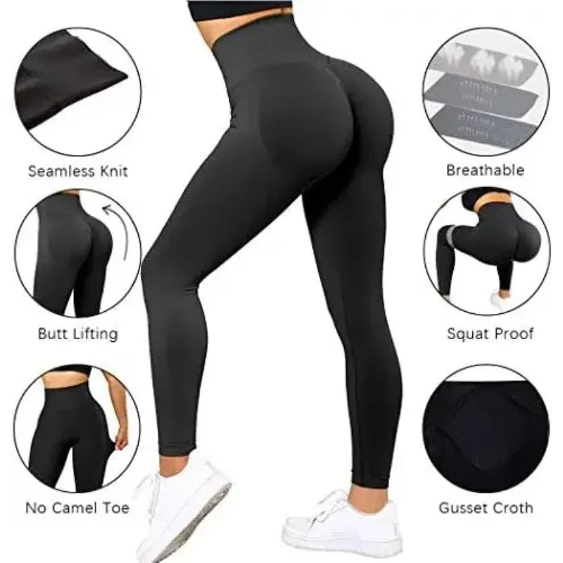 Seamless Knitted Leggings Women High Waist Sports Pants  High Elastic Gym Workout Running Leggings Sexy Hip Liftting Leggings