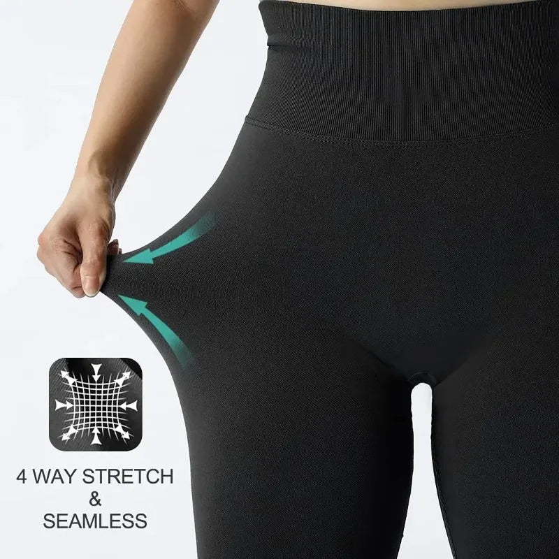 Seamless Knitted Leggings Women High Waist Sports Pants  High Elastic Gym Workout Running Leggings Sexy Hip Liftting Leggings