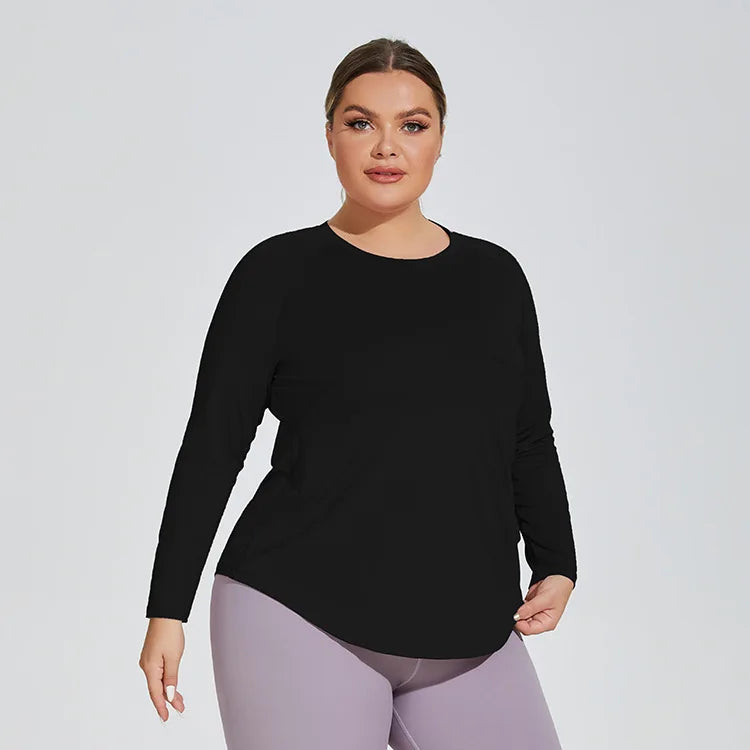 Plus Size Long Sleeve Running Fitness Top