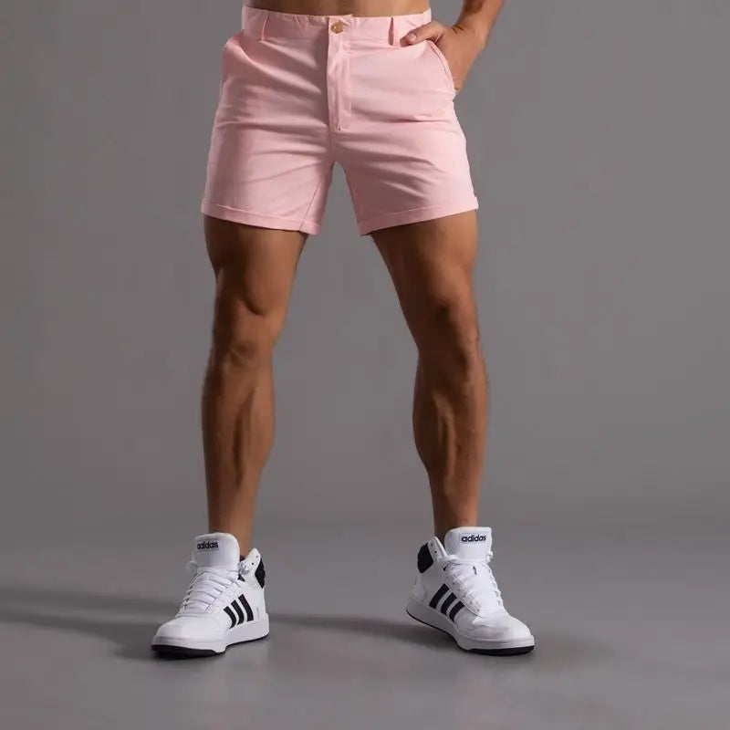 Slim-Fitting Workwear Shorts Men's Tight Sexy Men Back Invisible Zipper Gay Open Crotch Pants Outdoor Sex Convenient Short Pants