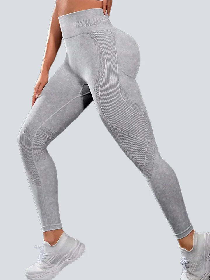 Women Seamless Gym High Waist Yoga Pants Hip Lifting Outdoor Sports Tight Waist Letter Sand Washed Pants Exercise Yoga Leggings