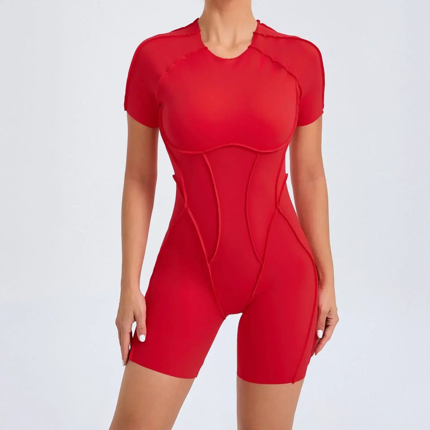 Seamless Yoga Jumpsuits Sports Fitness Hip-lifting Backless Short-sleeved One-piece Workout Gym Leggings Bodysuits for Women