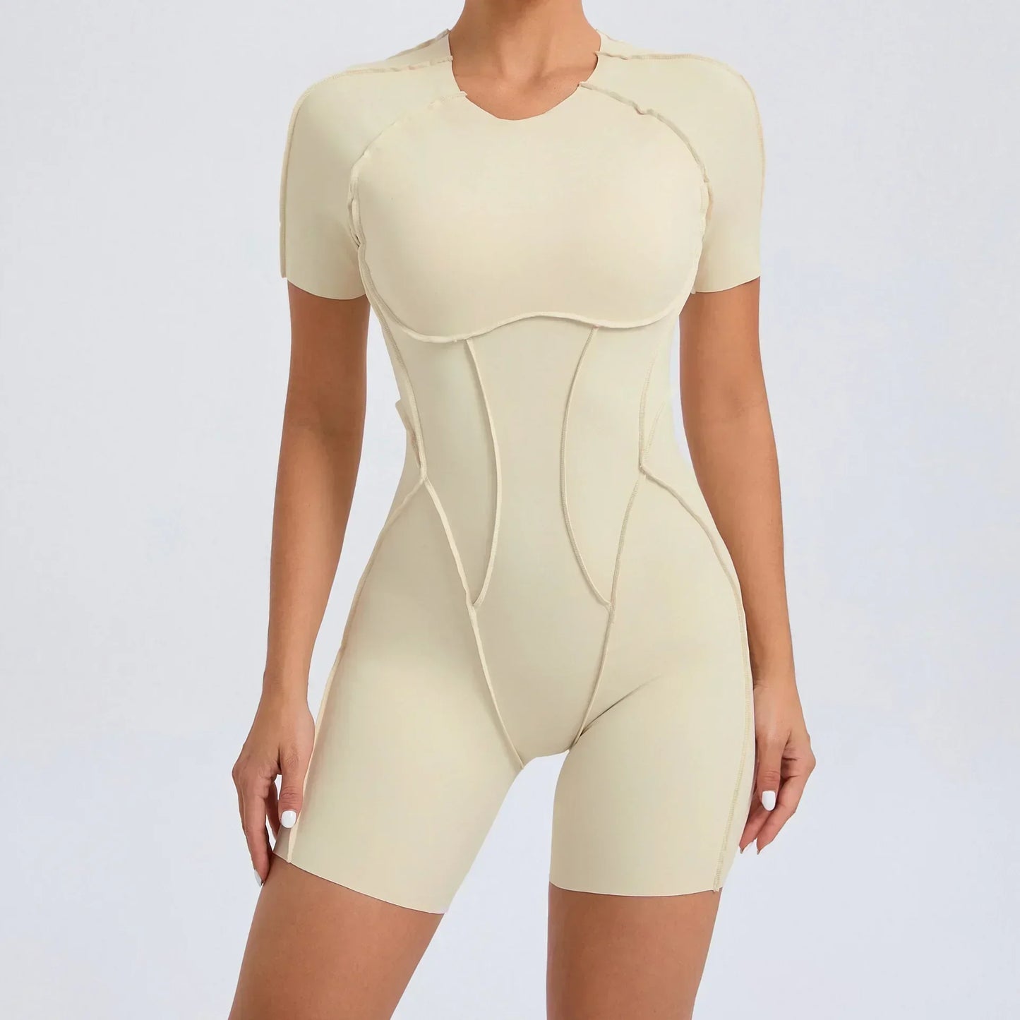 Seamless Yoga Jumpsuits Sports Fitness Hip-lifting Backless Short-sleeved One-piece Workout Gym Leggings Bodysuits for Women