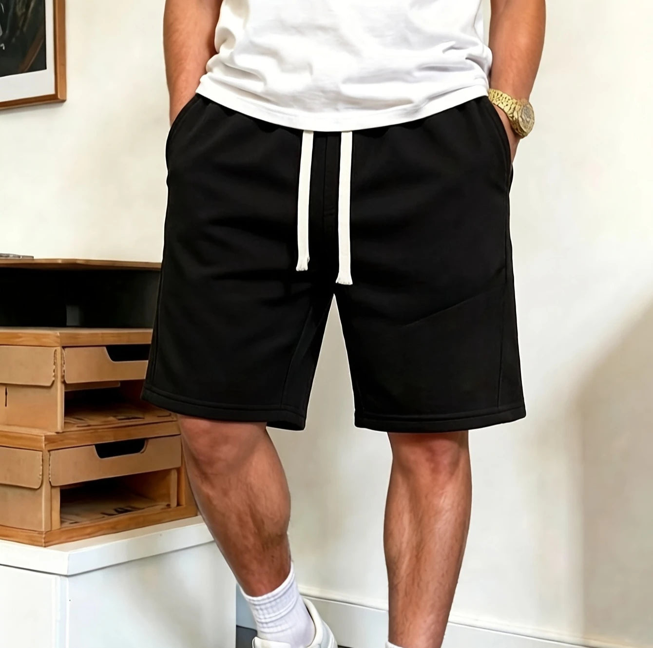 Men's Sports Shorts, Summer Casual Elastic Waistband Drawstring Shorts Suitable for Gym and Outdoor Leisure Activities