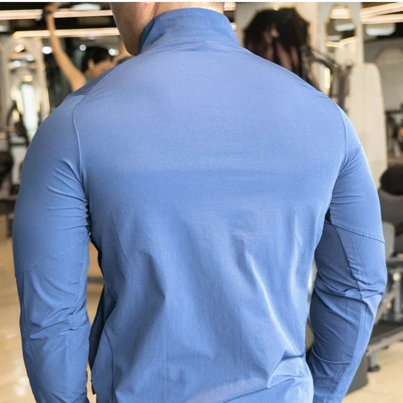 Men's Sports Fitness Jacket Jacket Running Training Clothes Autumn and Winter Long-sleeved Quick-drying Outer Jacket