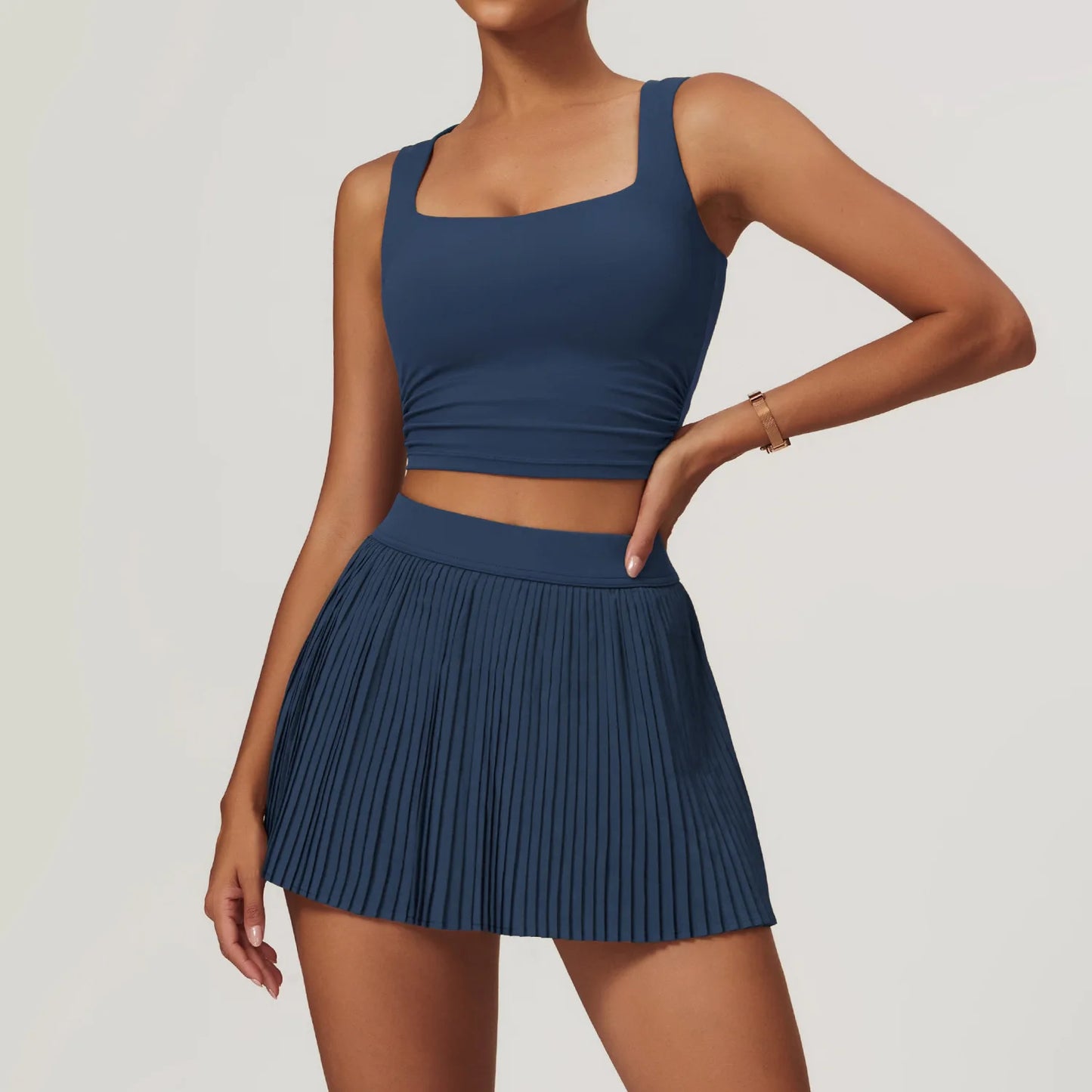 Yoga Sets Workout Sets for Women 2 Pieces Gym Suits Long Sleeved Outfits Zipper Fitness Jacket Running Short Skirt Sportswear