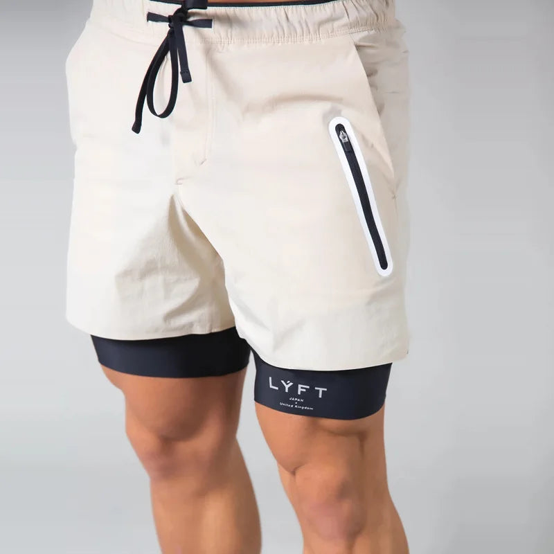 Men Double-deck Quick Dry Gym Shorts