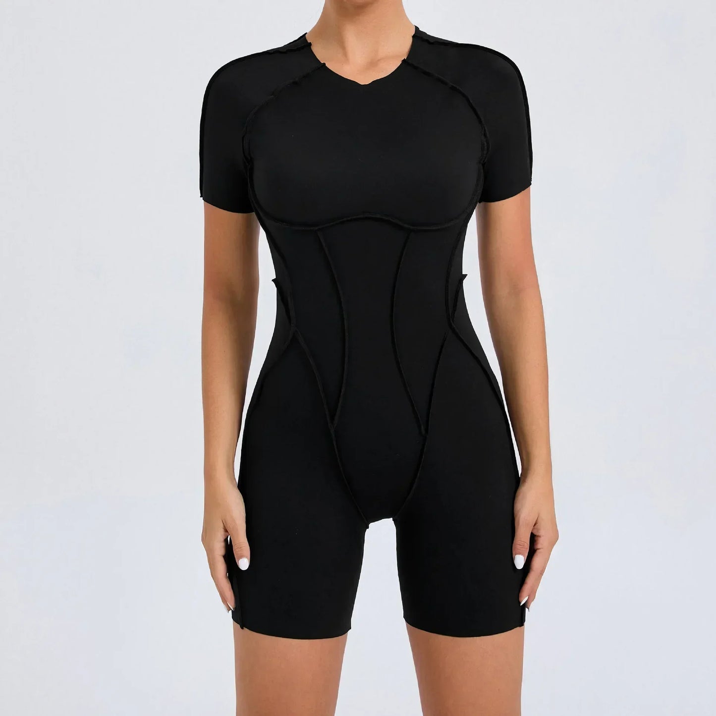 Seamless Yoga Jumpsuits Sports Fitness Hip-lifting Backless Short-sleeved One-piece Workout Gym Leggings Bodysuits for Women