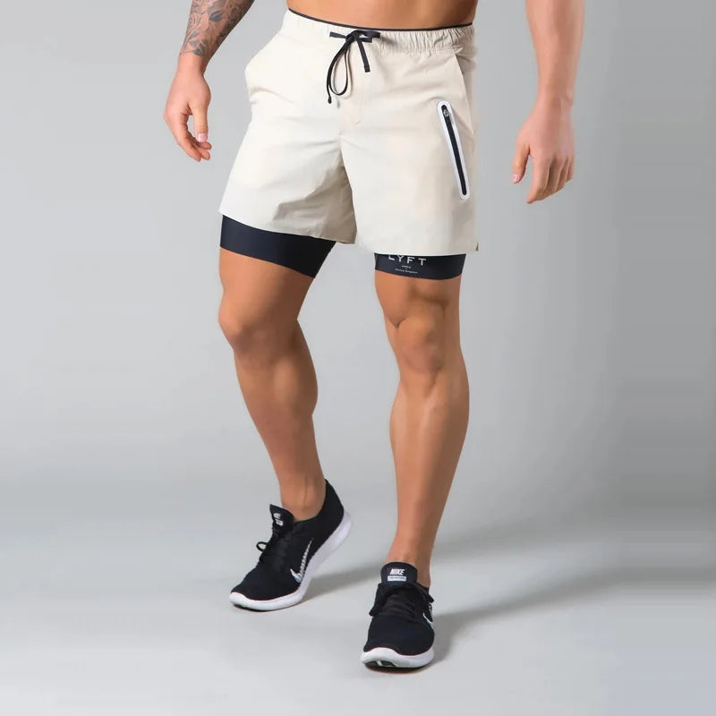 Men Double-deck Quick Dry Gym Shorts