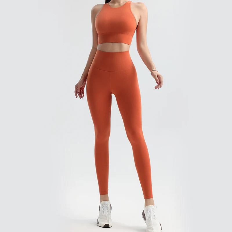 Women's Yoga Set Bra Pants Training Clothes Outdoor Running Sportswear Cloud Breathable Top With Chest Pads