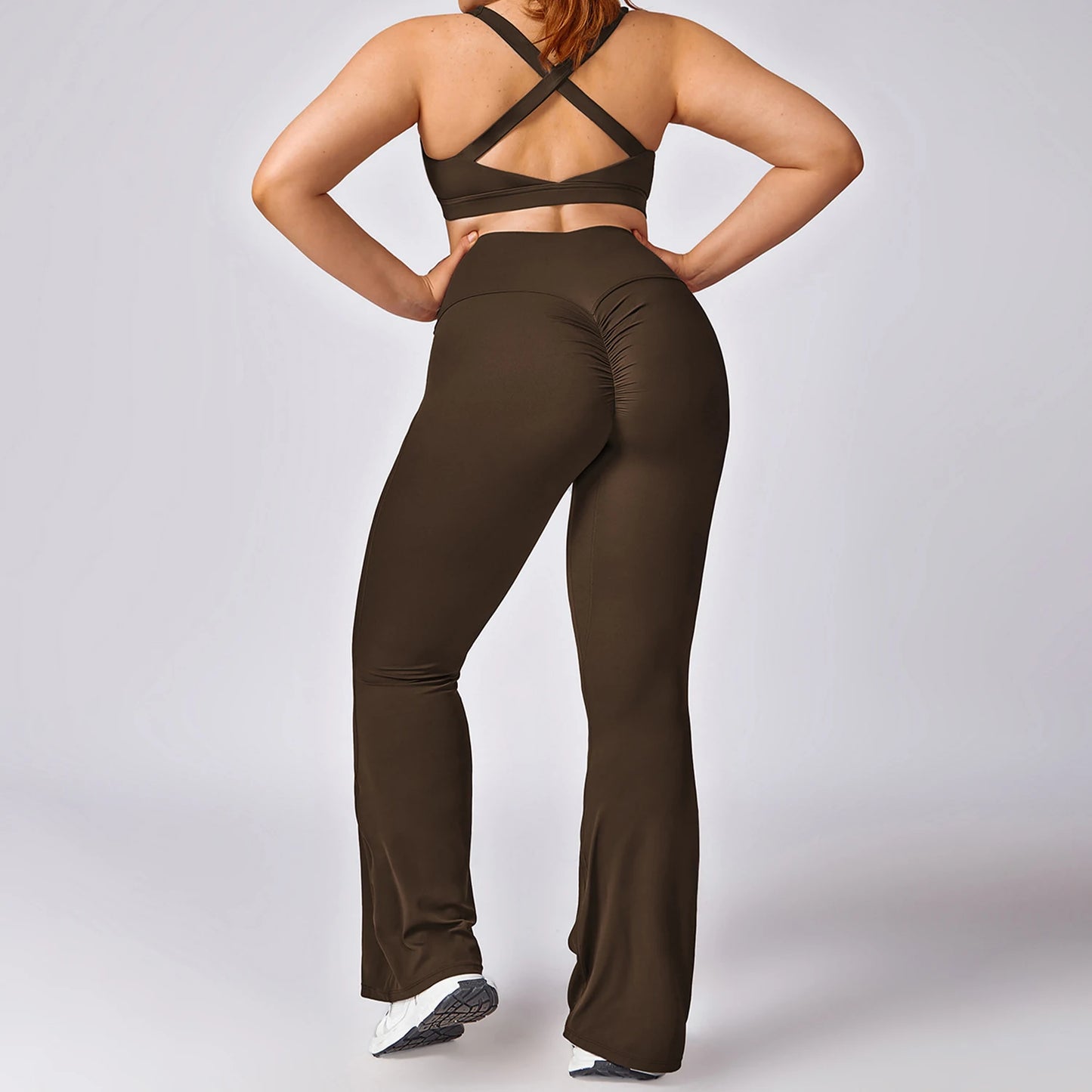 Plus Size Yoga Flared High Waist Breathable Wide Leg Pant