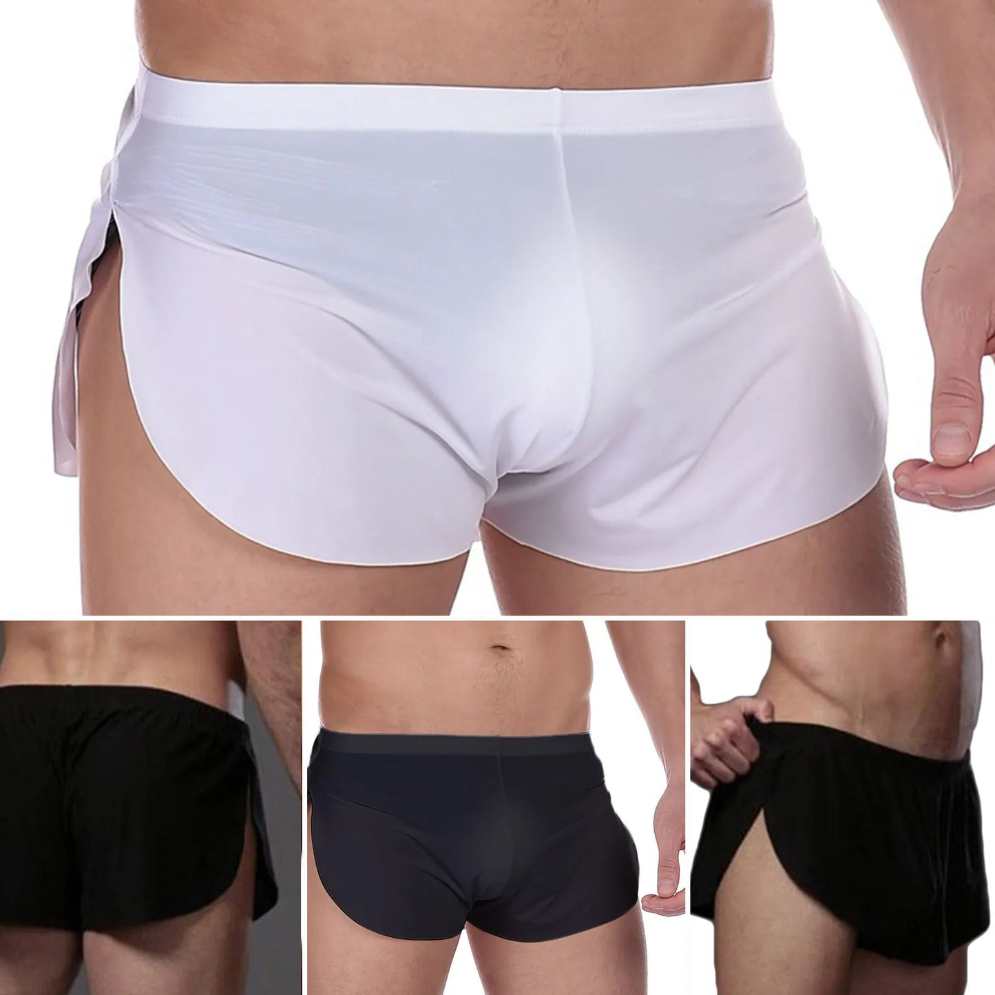 Sexy Men Running Shorts Low Waist Sportswear Men's Fitness Sexy Gym Underwear Short Pants Sweatpants Breathable Jogging Bottoms