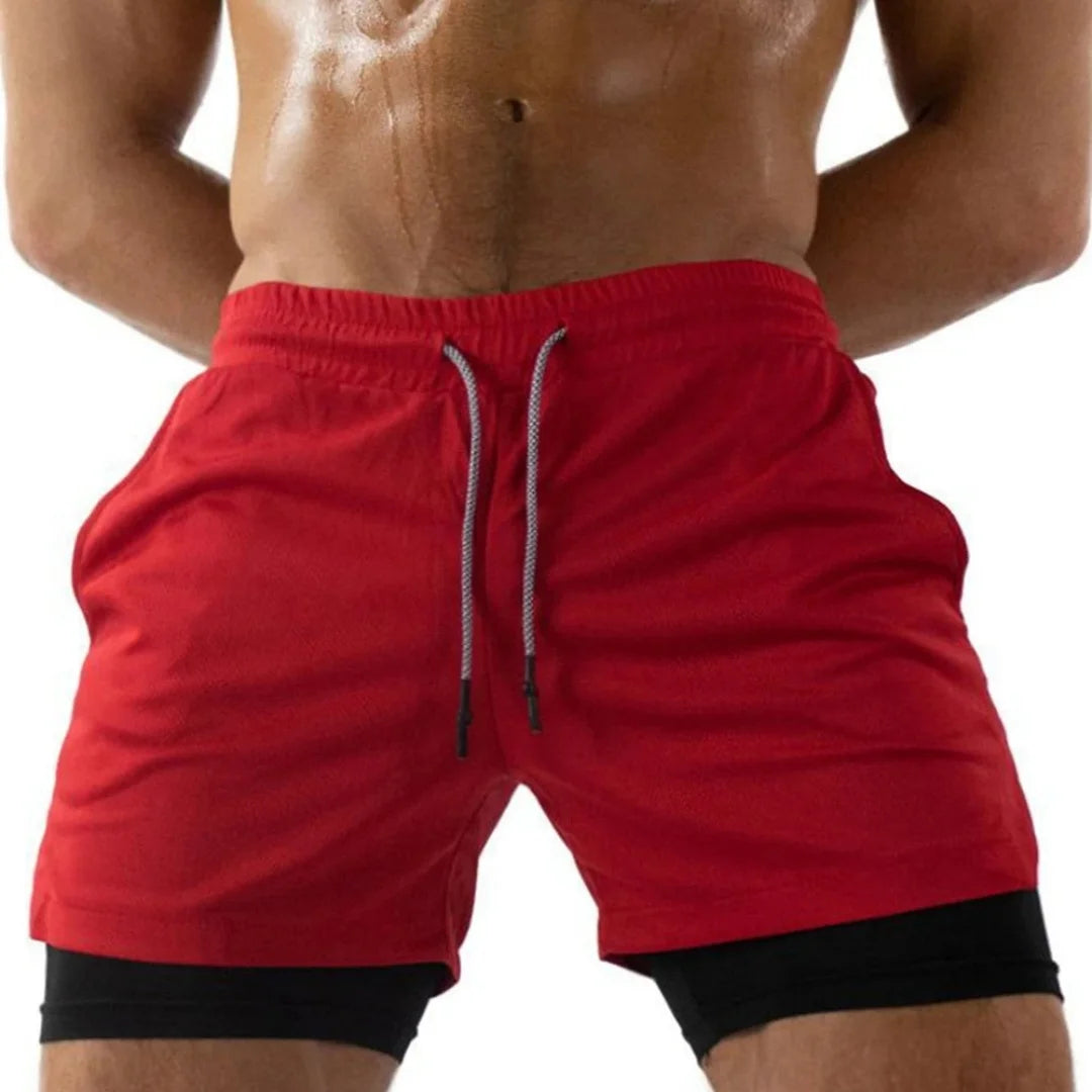 Men's 2-in-1 Workout Running Shorts Quick Drying Training Double-layer Shorts Outdoors Jogger Multi-pocket Fitness Sports Pants